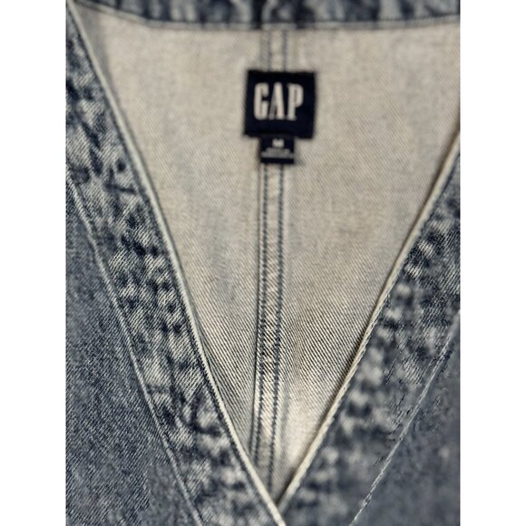 GAP Denim Vest Medium Indigo Women’s Sleeveless Button Front Longline Pockets M - Picture 9 of 12